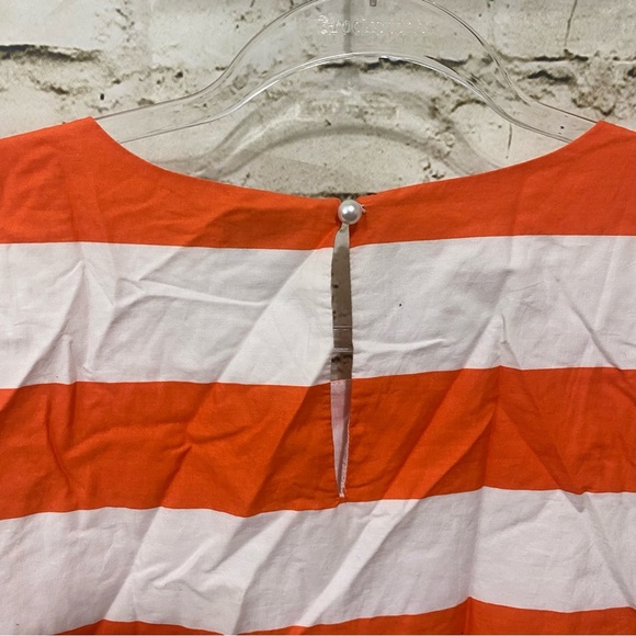 Crown & Ivy Orange White Striped Cotton Sleeveless Peplum Top - Picture 4 of 6